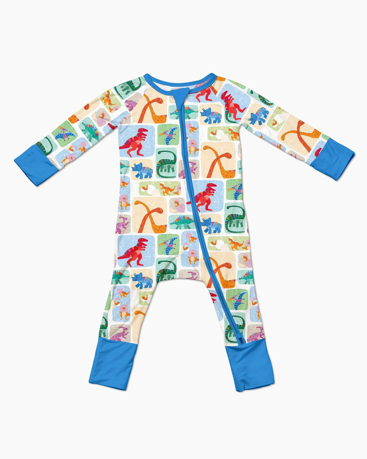 Pijama enterizo de bambú convertible Rainbow Dino Friends a juego para toda la familia