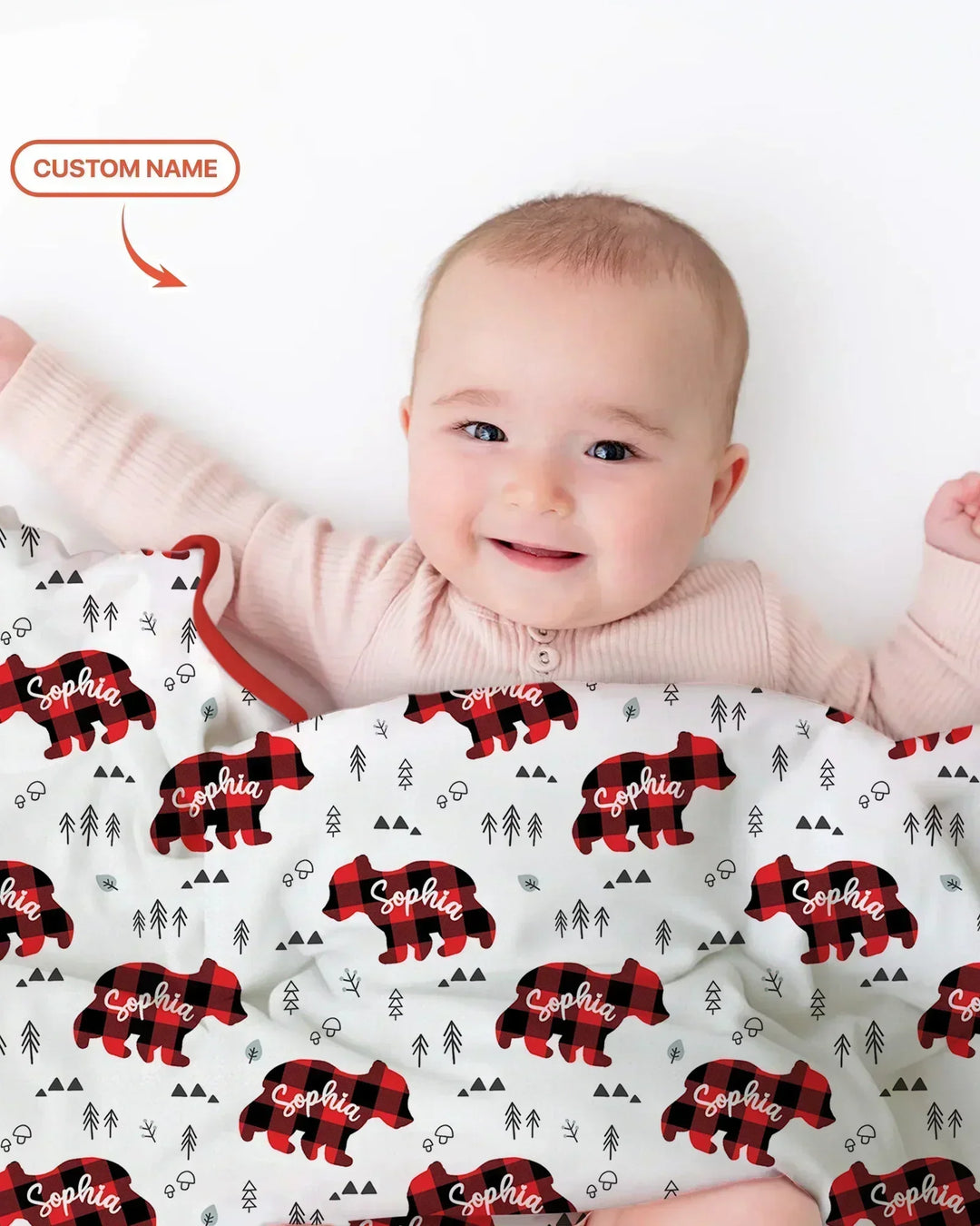 Custom Name Family Bear Matching Bamboo Blanket