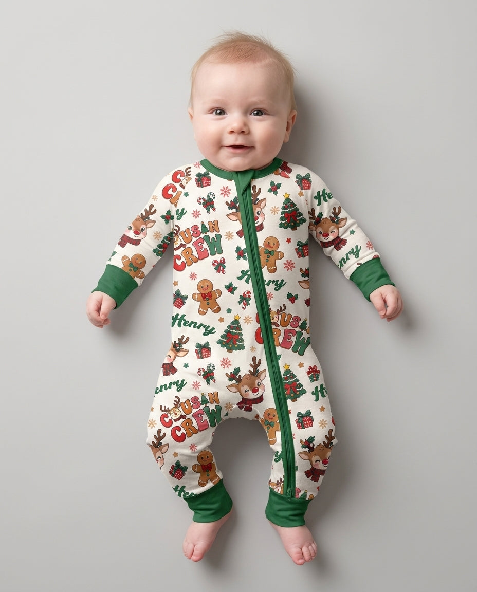 Personalized Christmas Cousin Crew Bamboo Convertible Zippy