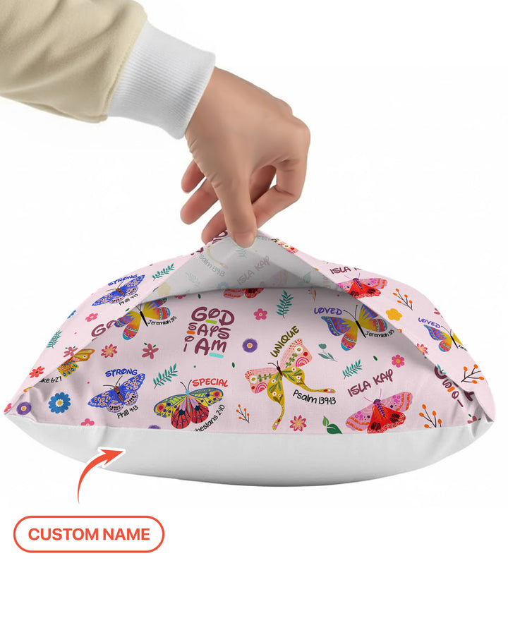 Custom Name God says I am Butterfly Pillow Case