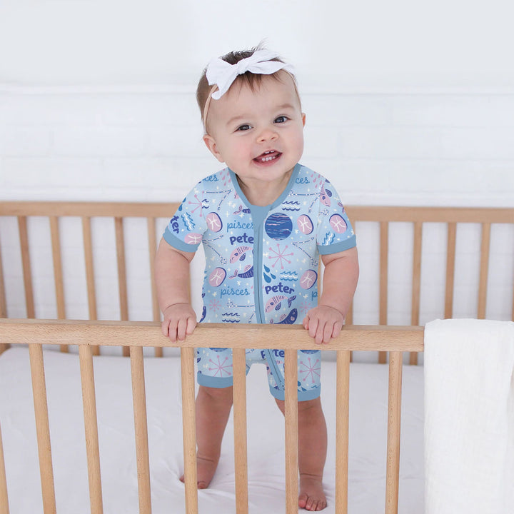 Custom Name Zodiac Pisces Shorty Zippy