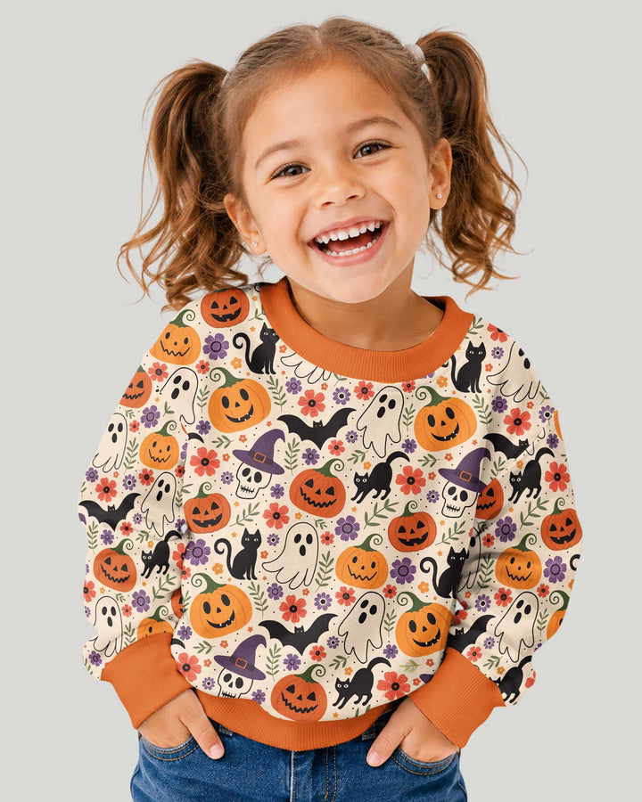 Spooky Halloween Floral Delight Bamboo Crewneck Sweatshirt