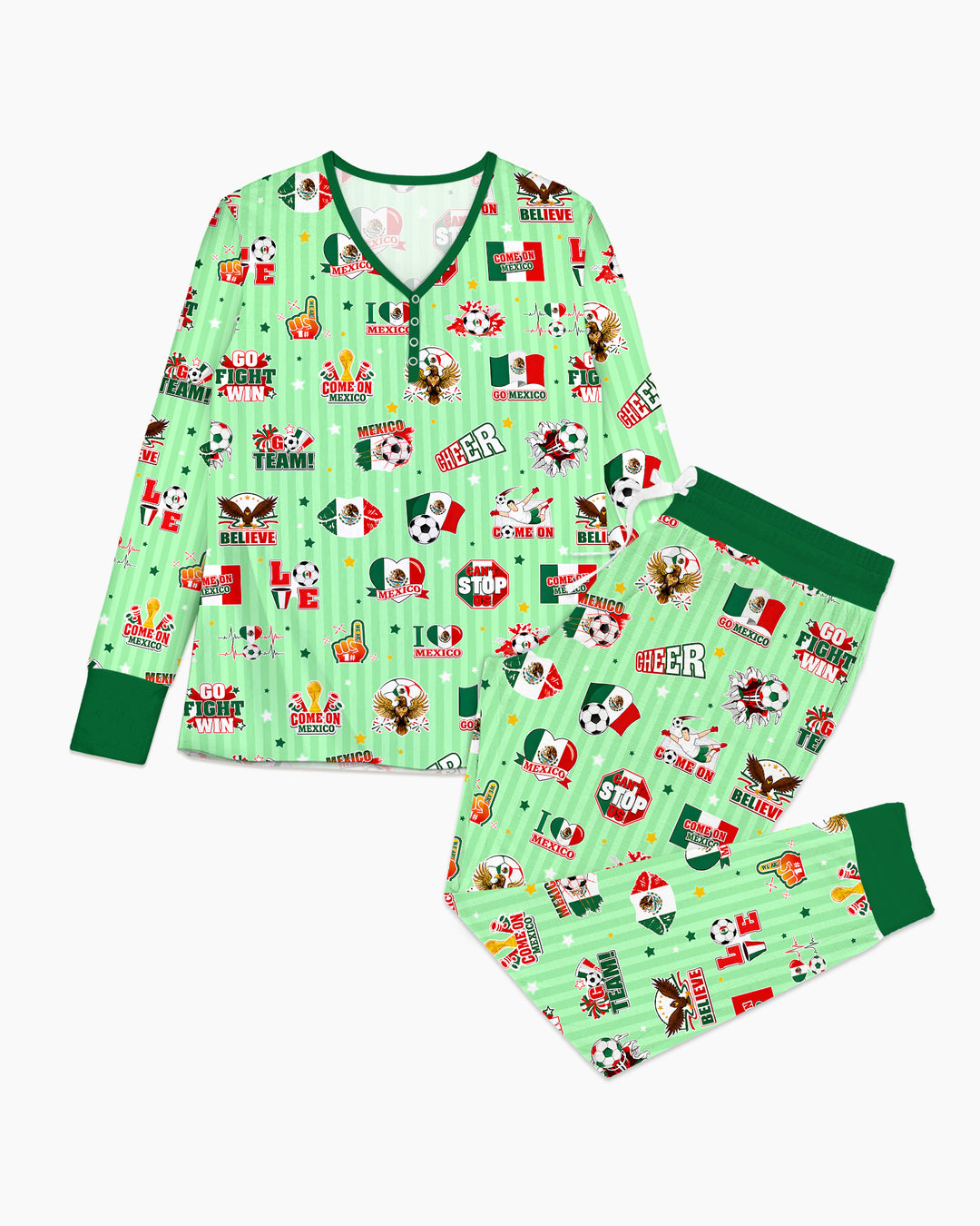 Soccer Game Day Go Team Mexico Family Matching Bamboo Women Pajama Set