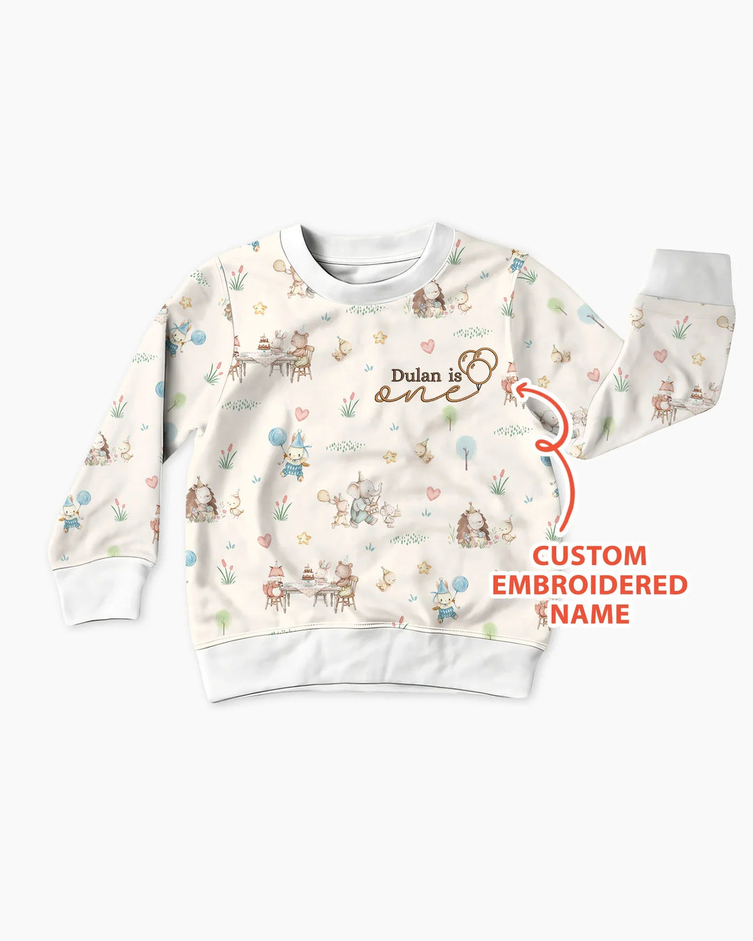 Custom Embroidered Name Birthday Baby Bamboo Crewneck Sweatshirt