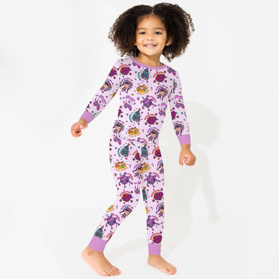 Zweiteiliges Langarm-Pyjama-Set mit Sommerfrüchten