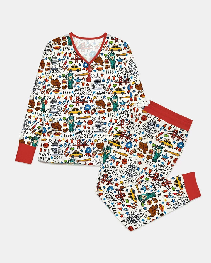 Doodle America 250th Anniversary Family Women Pajama Set