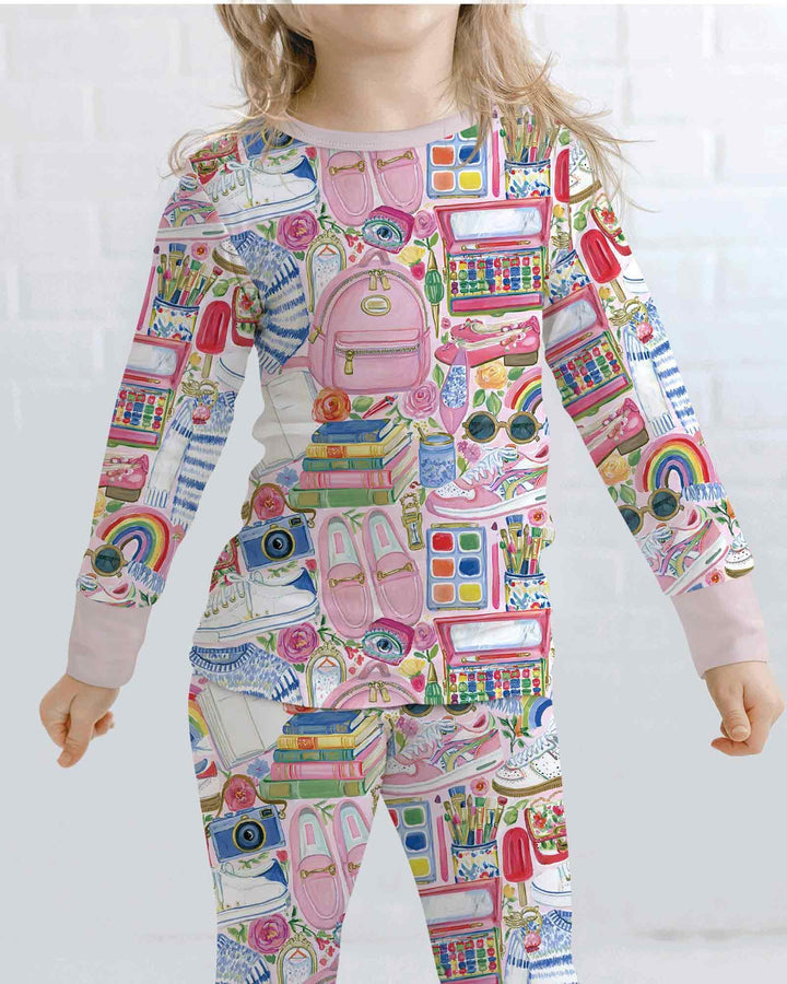 Sweet School Adventure Bamboo Two Piece Long Sleeve Pajama Set