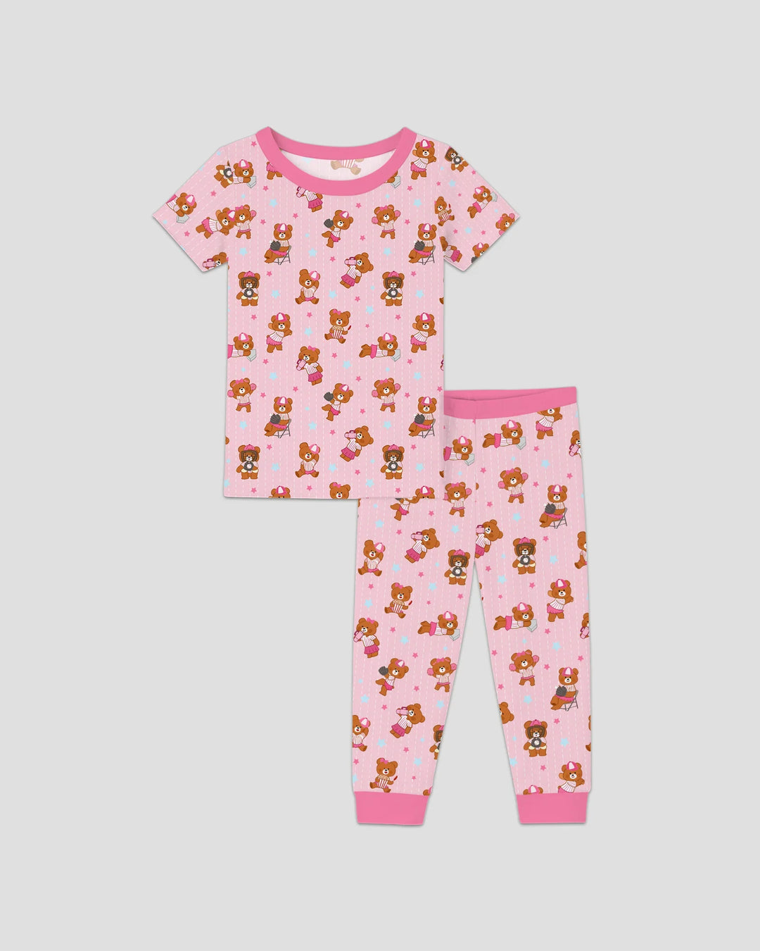 Born To Play Baseball Bamboo Two Piece Short Sleeve Pajama Set