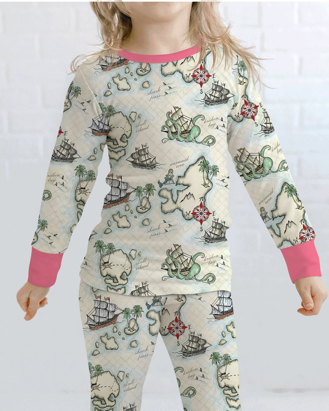 Pirate Treasure Map Quest  Bamboo Two Piece Long Sleeve Pajama Set