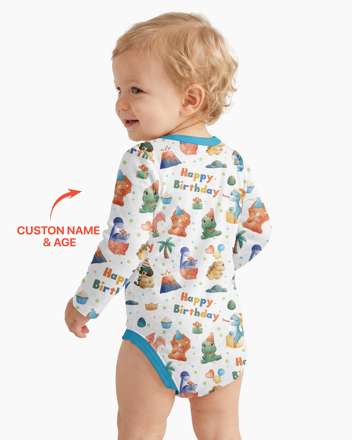 Custom Name When I Wake Up Birthday Dino Bamboo Bodysuit