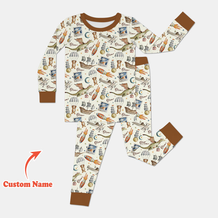 Zweiteiliges Langarm-Pyjama-Set mit Sommerfrüchten