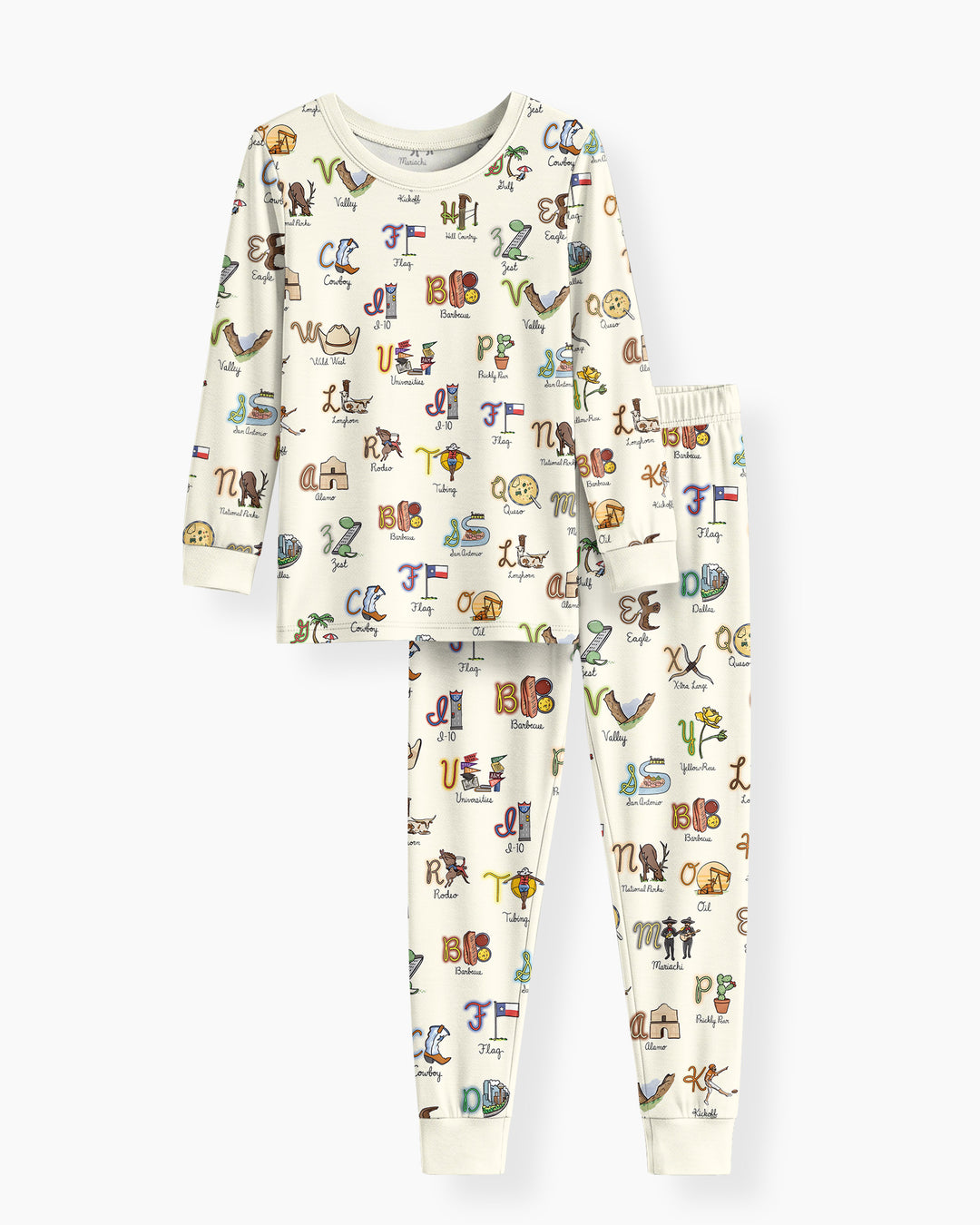 Texas Alphabet Bamboo Two Piece Long Sleeve Pajama Set