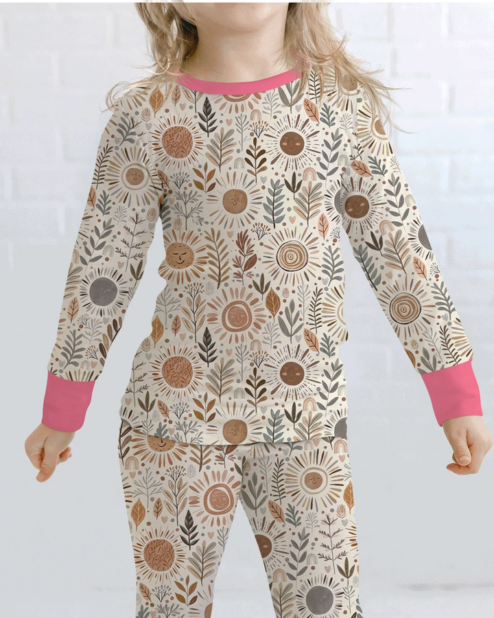 Boho Sunshine Garden Bamboo Two Piece Long Sleeve Pajama Set