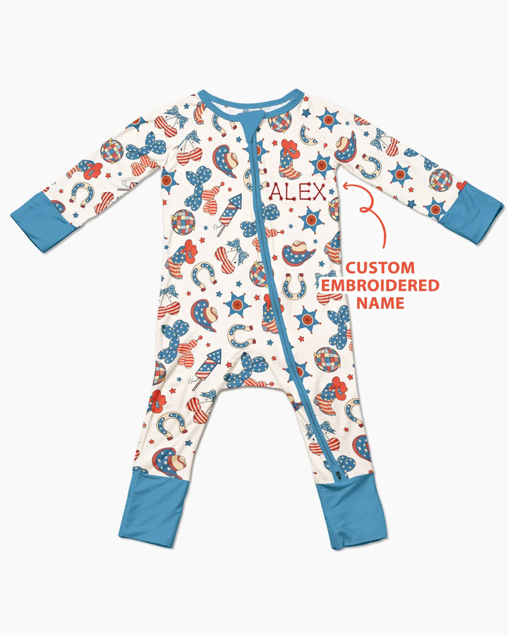 Custom Name Embroidered Howdy 4th Of July Bamboo Convertible Zippy