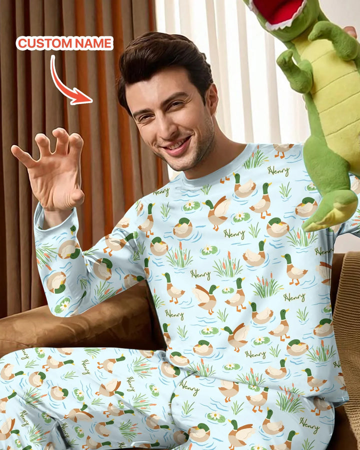 Pijama para hombre de pato ánade real de bambú personalizado