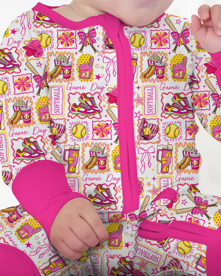 Pink Softball Game Day Bamboo Convertible Zippy