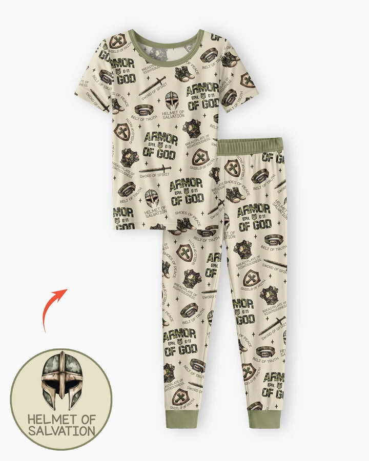 Camo Armor Of God Bamboo Two Piece Short Sleeve Pajama Set