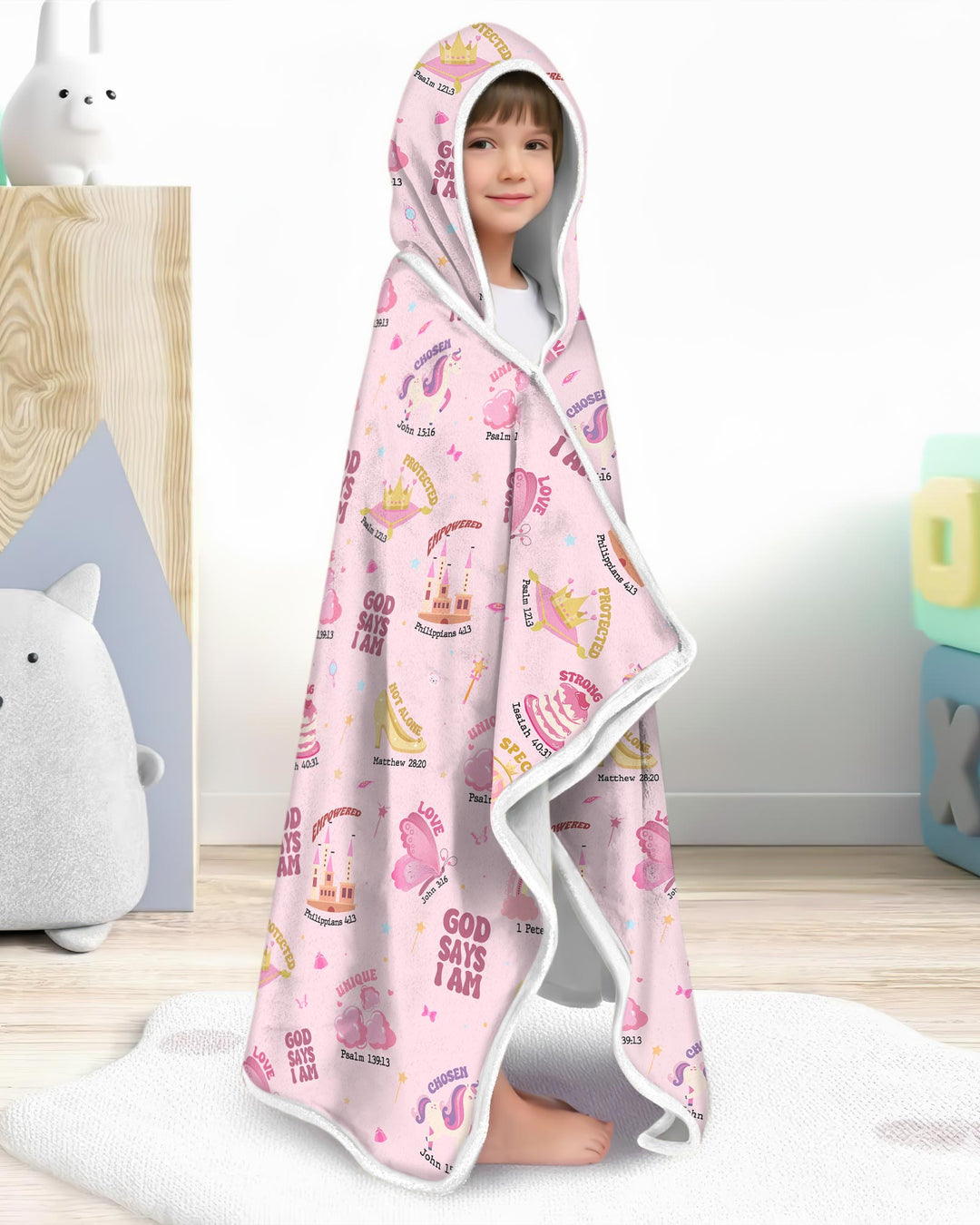 God Says I Am Girl Wearable Hooded Blanket