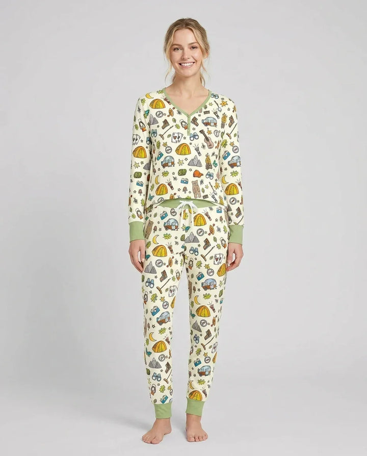Pijama de bambú a juego para mujer de la familia Love Camping