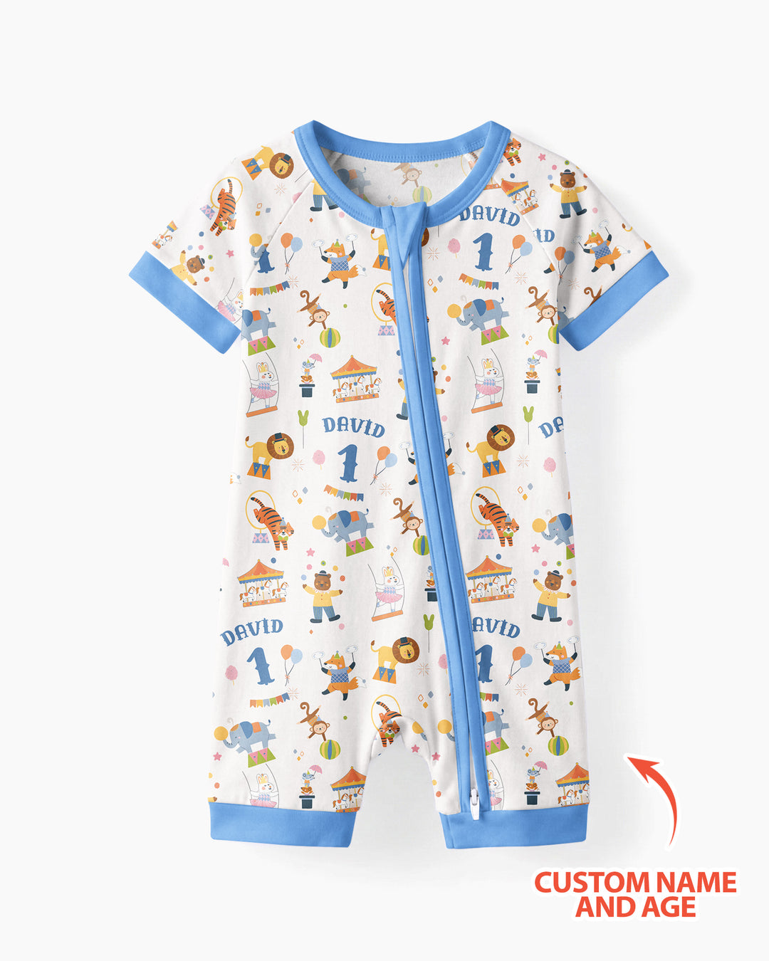 Plantilla PERSONALIZADA de Bambú Pijama Corto con Cremallera