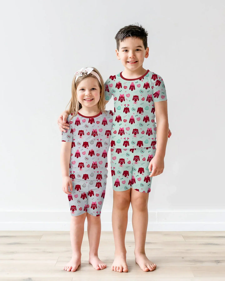 Dachshund Is My Valentine Two Piece Short Sleeve Shorts Pajama Set