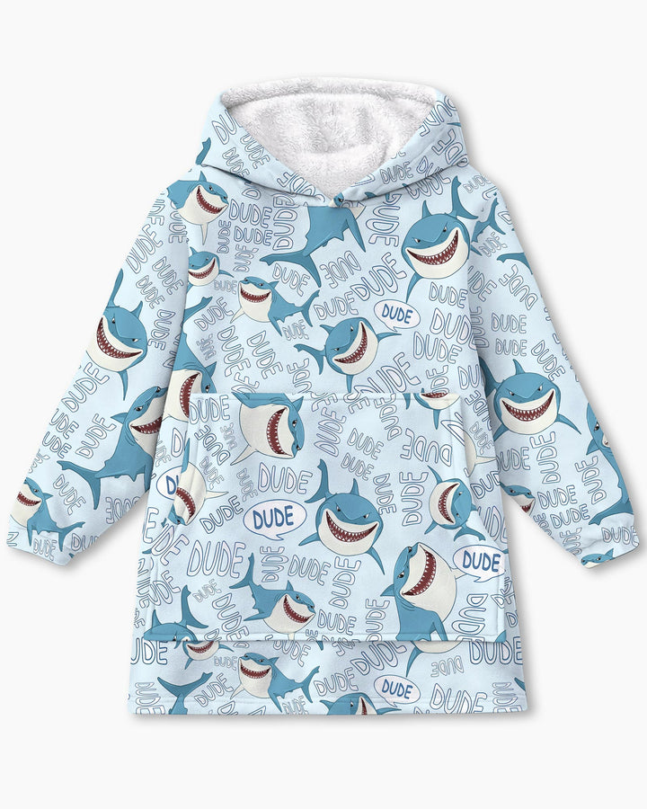 Dude Shark Bamboo Blanket Hoodie