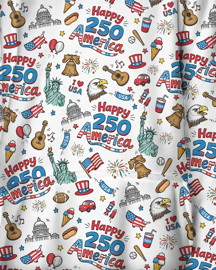 Happy 250 America I love USA Wearable Bamboo Blanket Hoodie