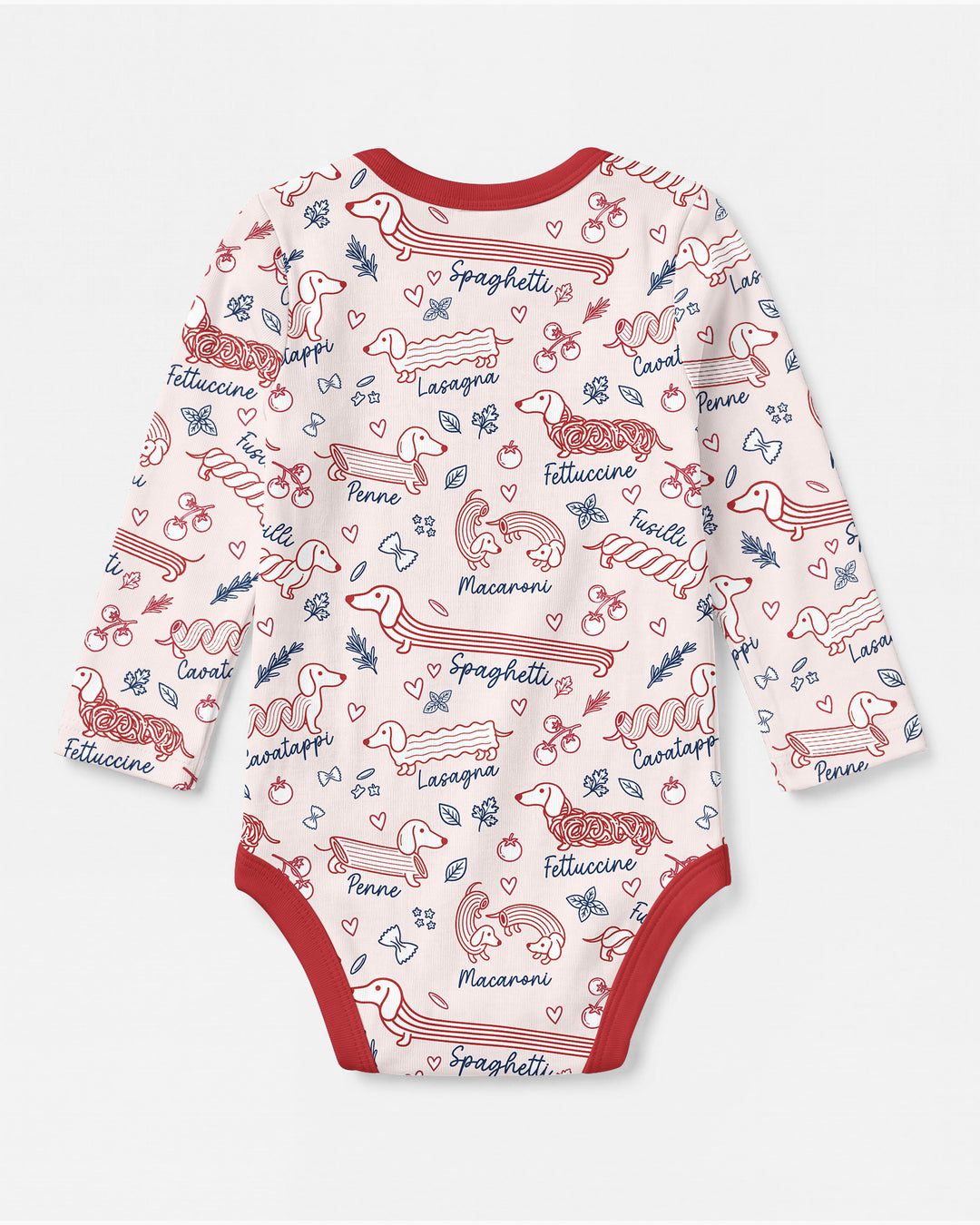 Funny Dachshund Pasta Pups Bamboo Bodysuit