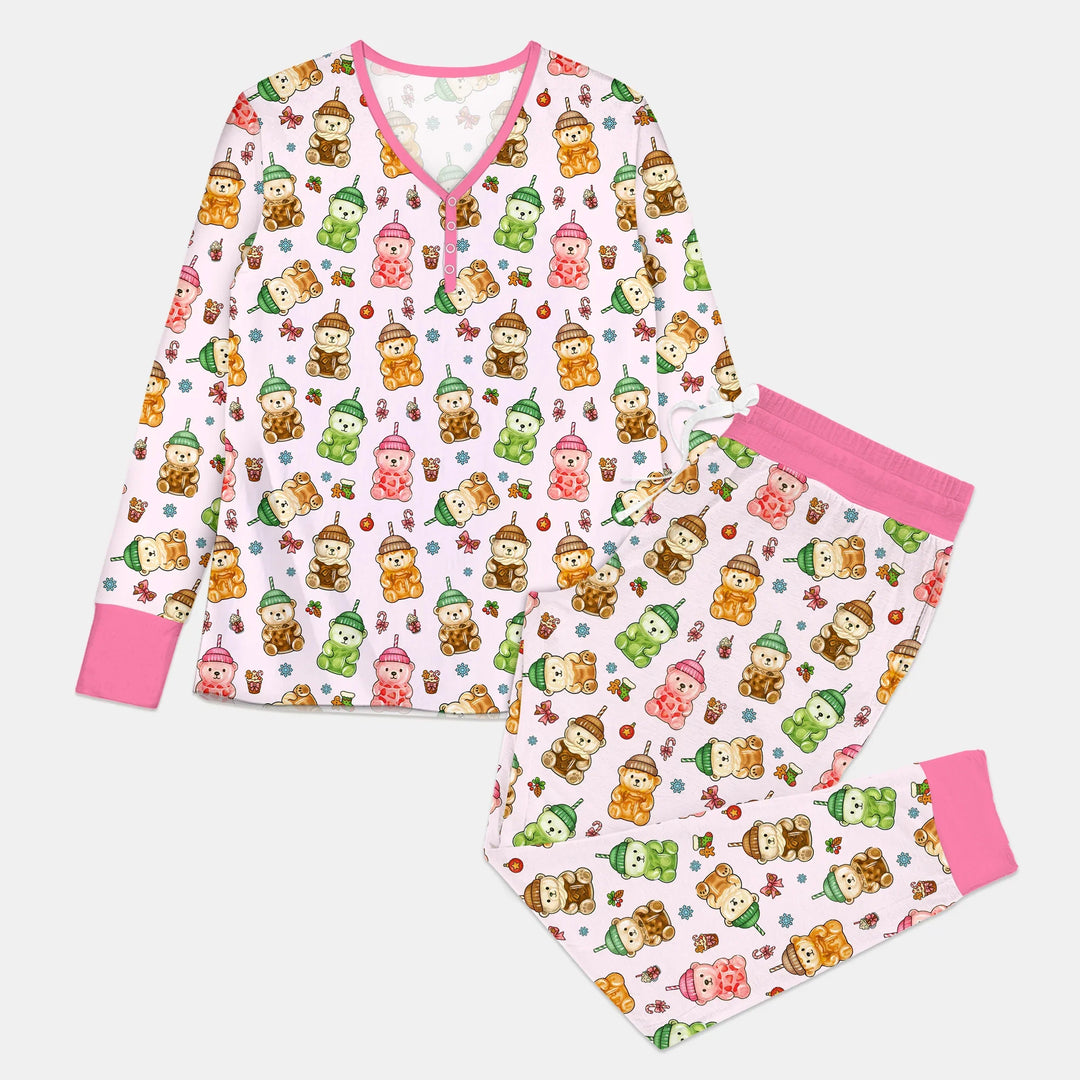 Holiday Bear Cup Custom Women Pajama Set