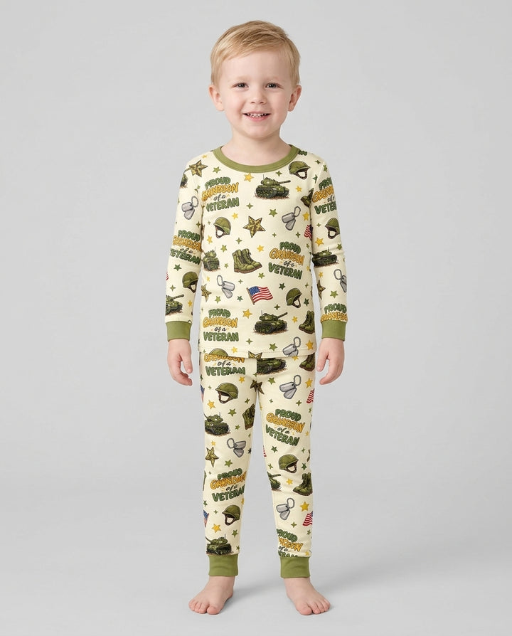 Proud Grandchild Of A Veteran Bamboo Two Piece Long Sleeve Pajama Set