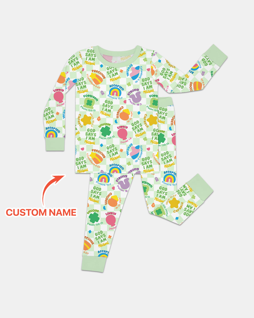 God Says I Am St. Patrick’s Day Custom Name Family Matching Two Piece Long Sleeve Pajama Set