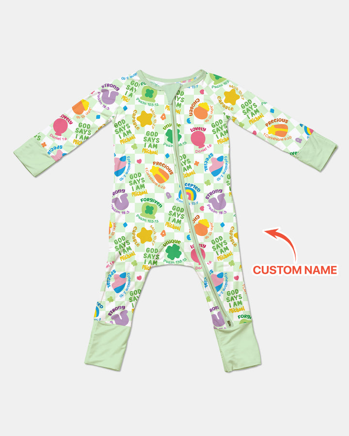 God Says I Am St. Patrick’s Day Custom Name Family Matching Convertible Zippy
