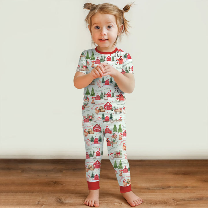 Christmas on Farm Two Piece Short Sleeve Pajama Set
