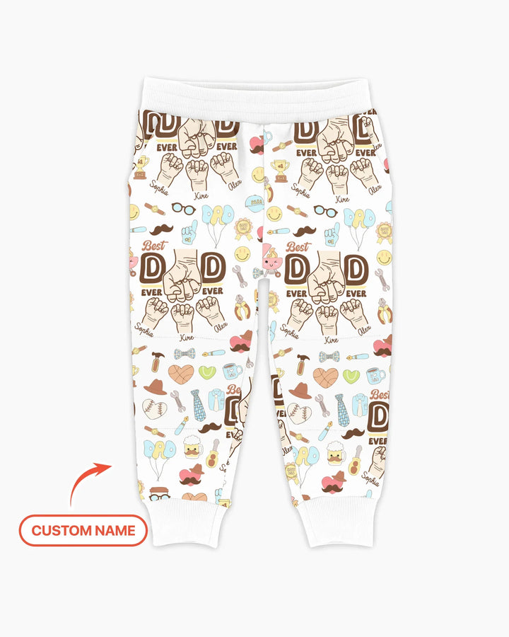Custom Kids Name Best Dad Ever Bamboo Jogger