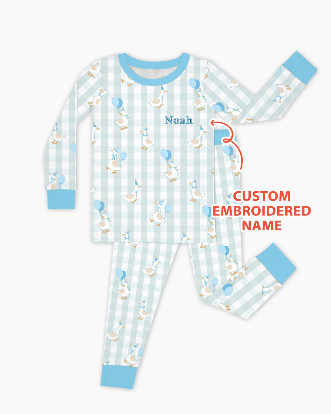 Custom Embroidered Birthday Boy/Girl Baby Bamboo Two Piece Long Sleeve Pajama Set