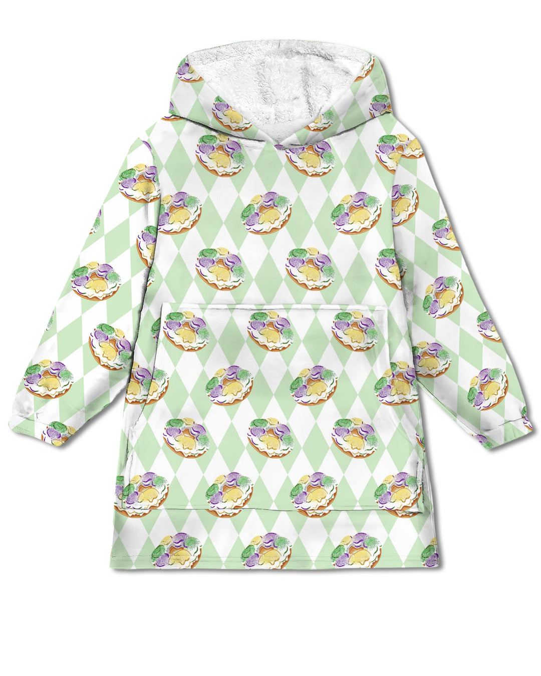 Mardi Gras Donut Wearable Blanket Hoodie