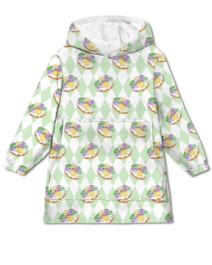 Mardi Gras Donut Wearable Blanket Hoodie