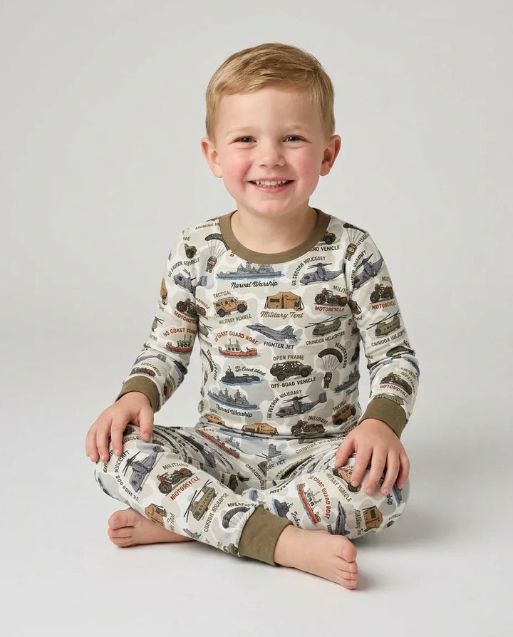 Little Hero Military Family Matching Bamboo Two Piece Long Sleeve Pajama Set