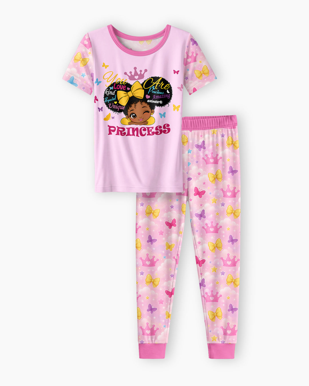 Afro Princess You Are Beautiful Bamboo Two Piece Short Sleeve Pajama Set