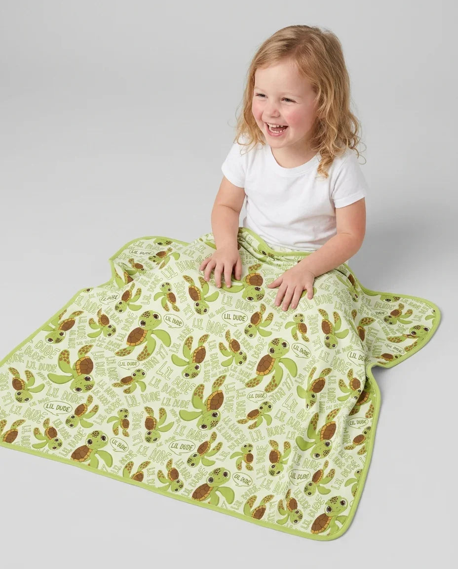 Manta de bambú padre e hijo con diseño de tortugas