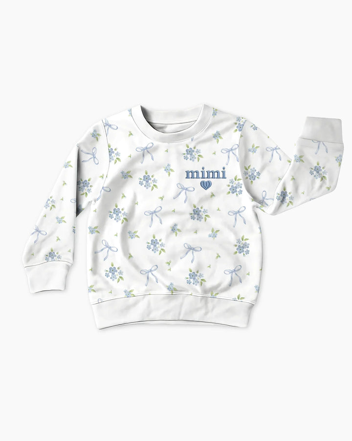 Mommy and Me Matching Embroidered Baby Bamboo Crewneck Sweatshirt