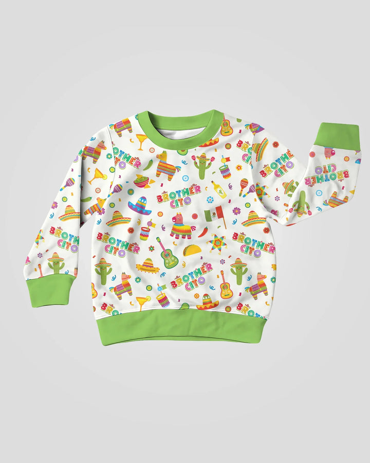 Sudadera de cuello redondo de bambú a juego para la familia del Cinco de Mayo