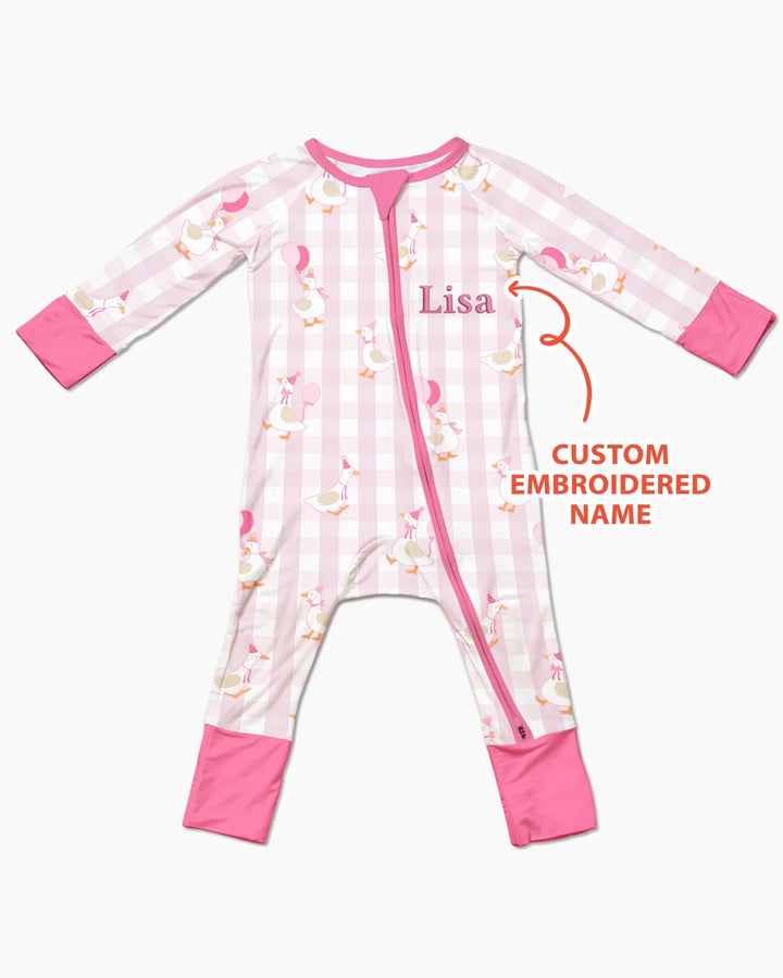 Custom Embroidered Birthday Boy/Girl Baby Bamboo Convertible Zippy