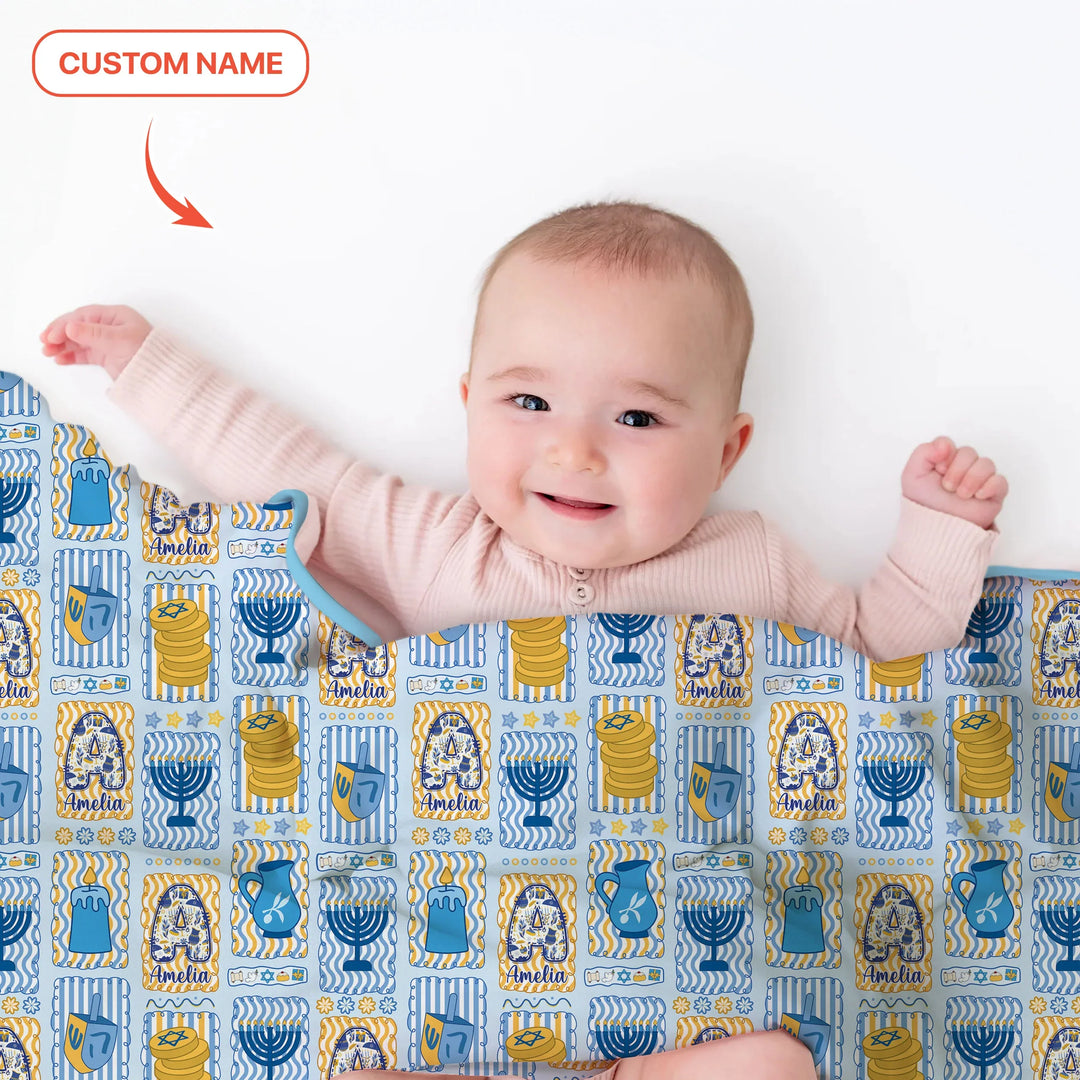 Custom Name Hanukkah Wonderland Toddler Blanket