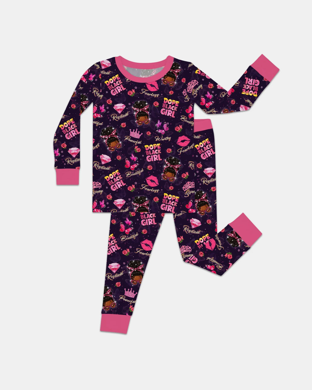 Dope Black Queen Bamboo Two Piece Long Sleeve Pajama Set