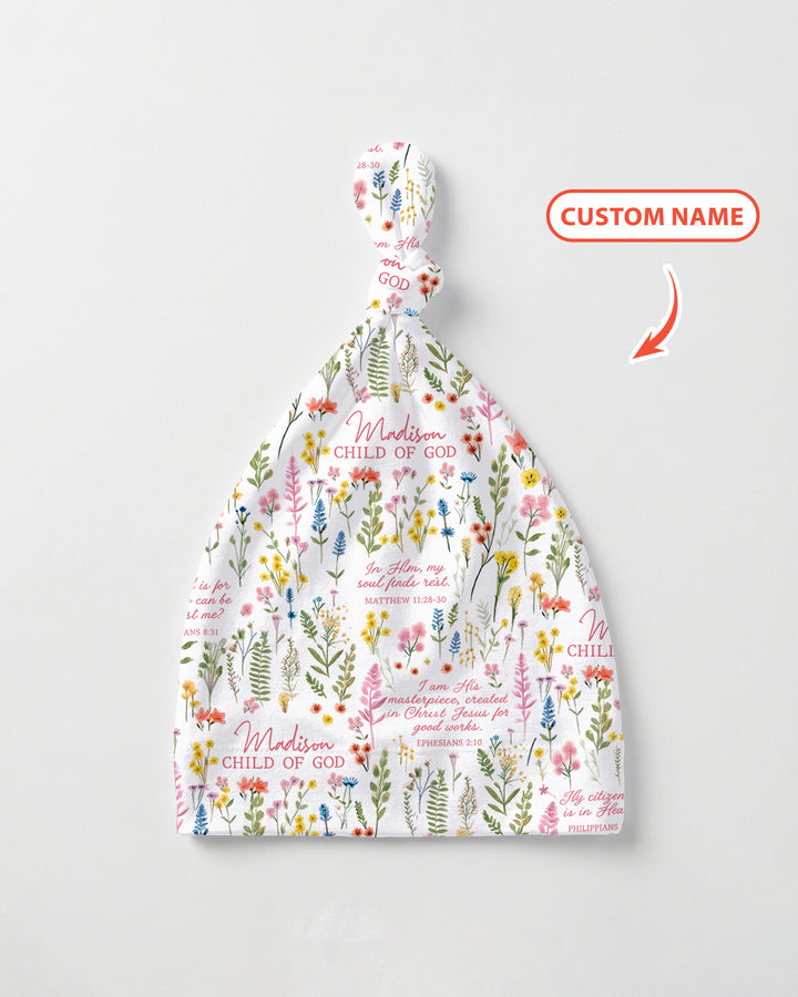 Custom Name Child of God Flower Garden Knotted Hat