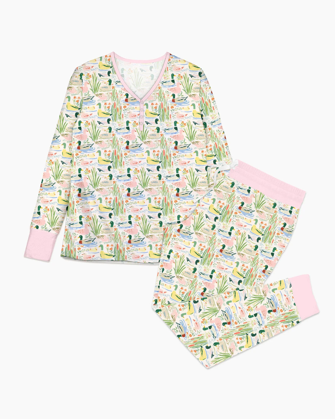 Whimsical Mallard Duck Custom Bamboo Women Pajama Set