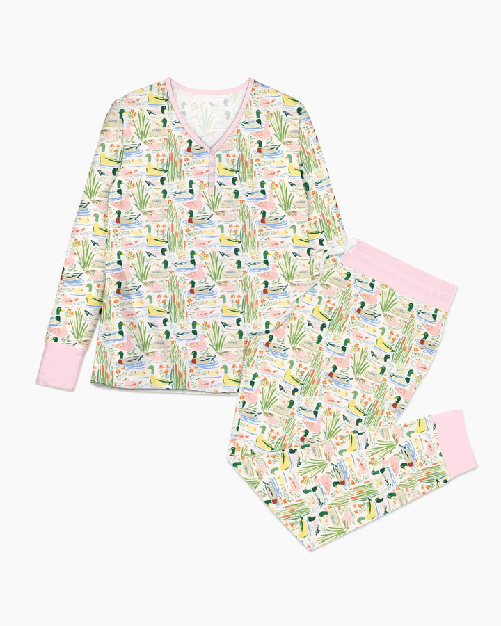 Whimsical Mallard Duck Custom Bamboo Women Pajama Set