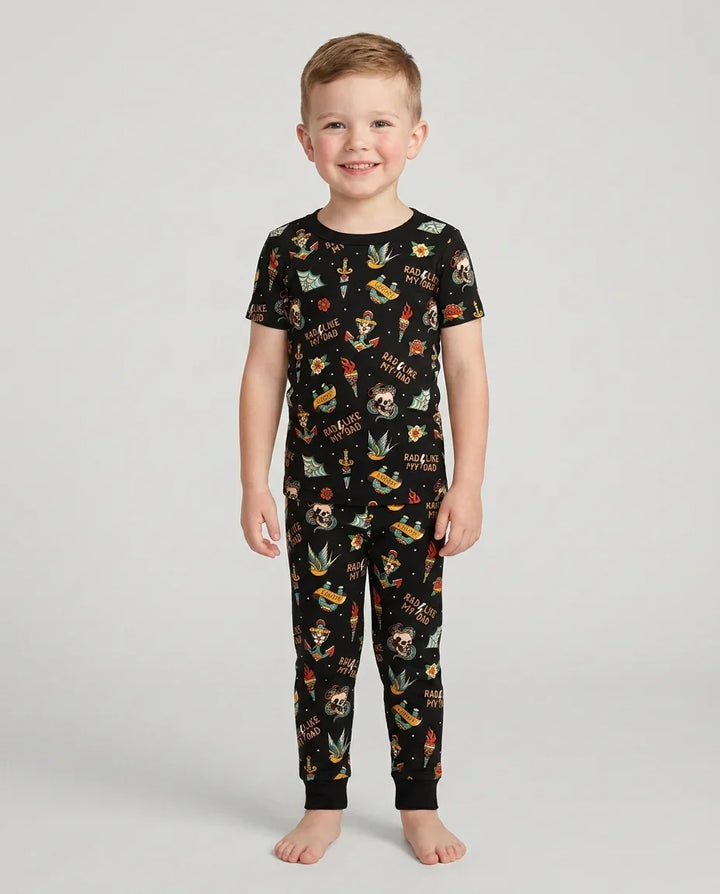 Rad Dad Society Daddy & Me Matching Bamboo Two Piece Short Sleeve Pajama Set