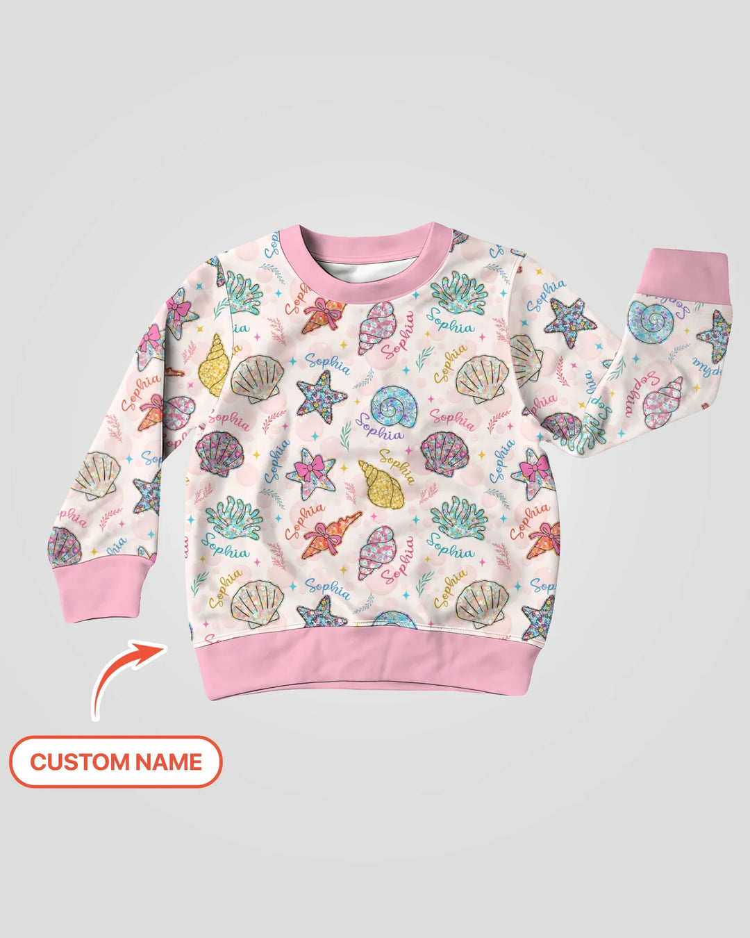 Custom Name Seaside Wildflower Summer Bamboo Crewneck Sweatshirt